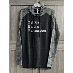 Live And Tell LS Womans Hooded Pullover Sz Medium Camouflage Arms